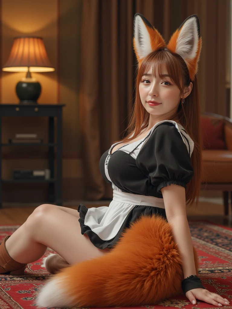 masterpiece, best quality, furry, anthro, anime, highres, perfect hands, 4k, ultra-detailed, by pakwan008 , by pixelsketcher, by jinu, vanilla the rabbit, rabbit girl, animal ears, animal nose, white muzzle, white gloves, orange hair, brown fur, maid dress, black and white outfit, white lace, tie, stockings, short sleeves, furry female, mature female, indoors, (holding hands), 1girl, 1boy, cowgirl position, sex, vaginal, girl on top, pov, naked male, pussy, penis, pussy hair, pubic hair, smirk, looking at viewer, blush, (symmetry:0.6)