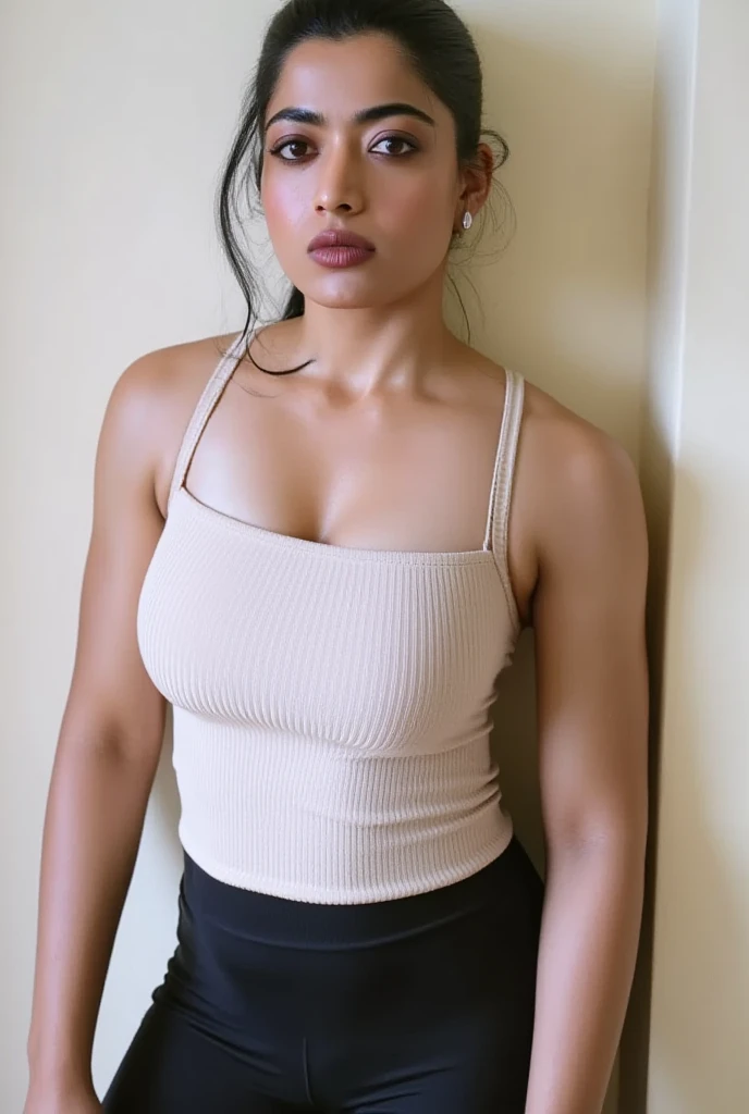 (One Person:1.6), (Quarter Front View Shot:1.4), (A Gorgeous 25 Years Old Japanese Female Model), (High Ponytail Black Hair:1.4), (Athletic Body Builds), (Pale Skin:1.4), (Detailed Oily and Sweaty Skin:1.4), (Wearing Black Strapless Sports Bra and Black Tight Shorts:1.6), (Busty Chest Size:1.6), (Clean Armpits:1.4), (Sexy Pose:1.6), (Dimly lit Bedroom:1.6), Centered, (Half Body Shot:1.4), Insane Details, Intricate Face Detail, Intricate Hand Details, Cinematic Shot and Lighting, Realistic Colors, Masterpiece, Sharp Focus, Ultra Detailed, Taken with DSLR camera, Realistic Photography, Depth of Field, Incredibly Realistic Environment and Scene, Master Composition and Cinematography