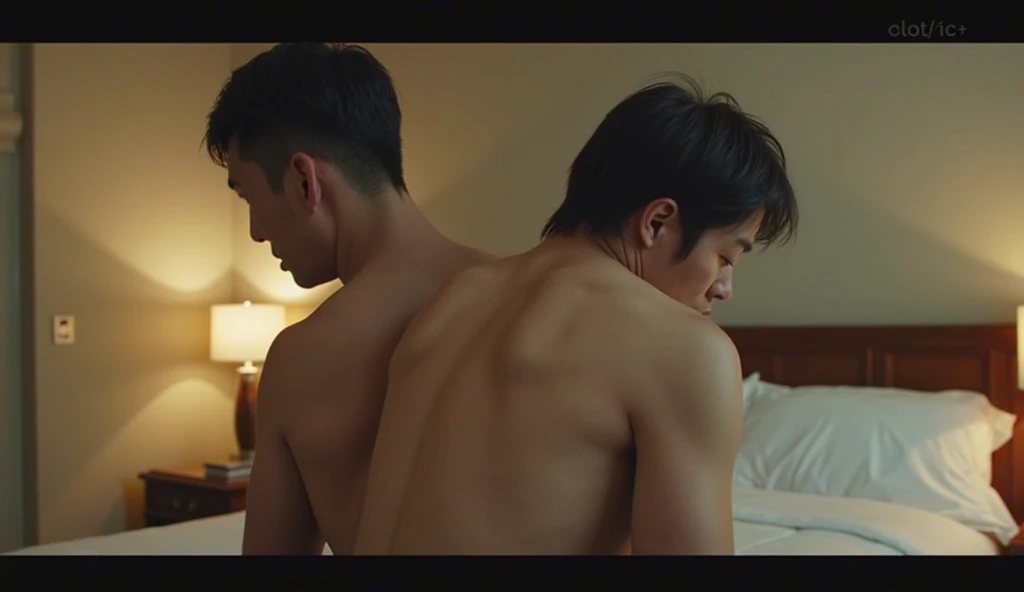 ((( tall skinny korean young boy kiss with a short very old fat man))) , kissing , 2male , full length shot(fls) ,nudity , nsfw , hips , thighs , ((all nude , all naked)) ,((hugging from behind )) , kiss ass , (((facing front)))