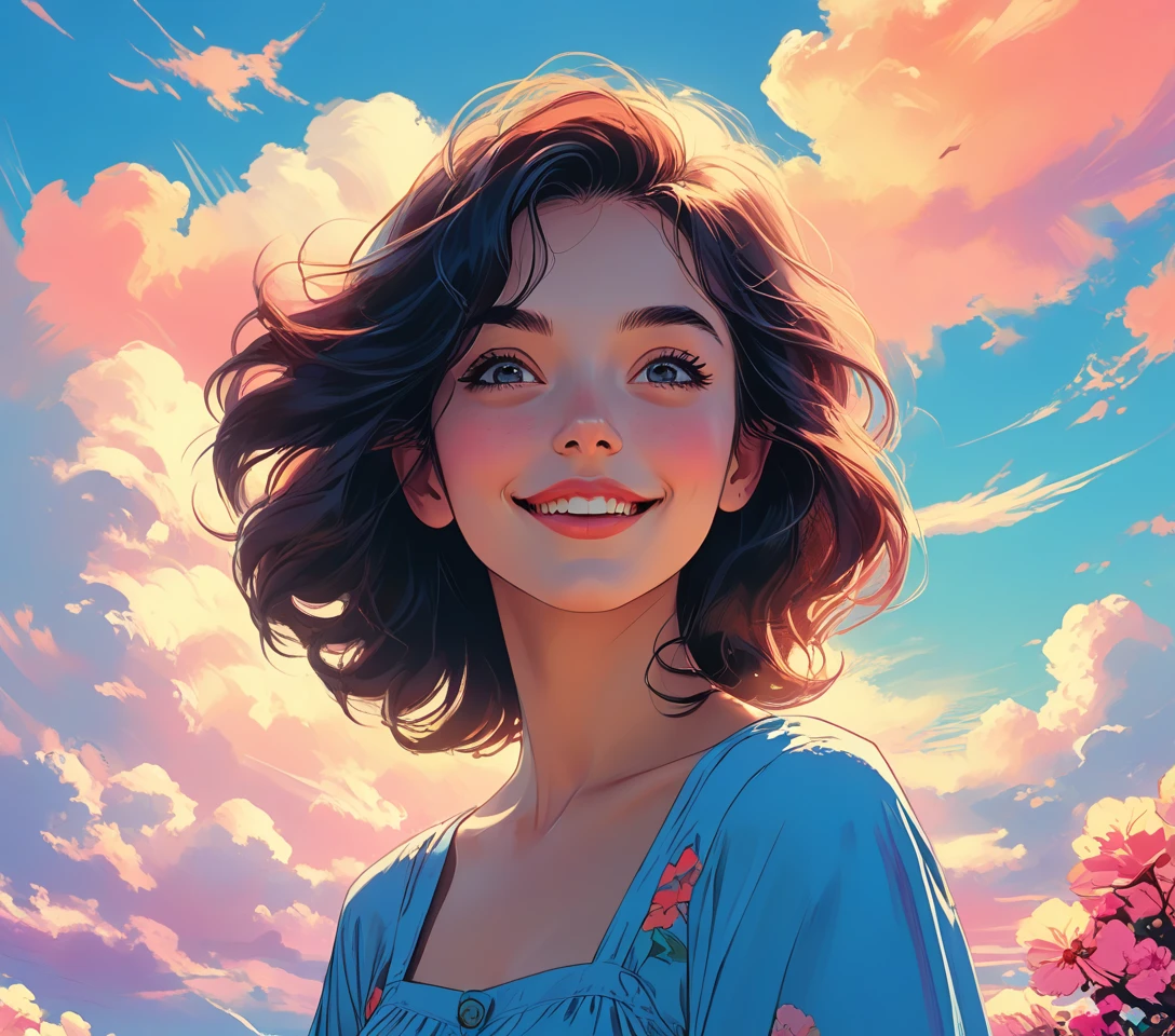 (masterpiece:1.1), (highest quality:1.1), (HDR:1.0), movie shot, 1girl, floating in the sky, cloud girl, cloud, (close-up:1.1), bright, happy, fun, soft lighting, (pattern, shapes, abstract:1.13)