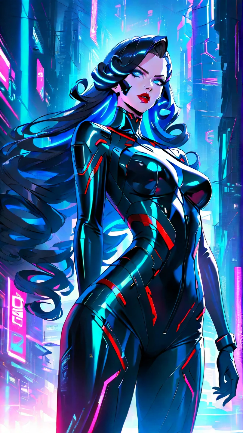 (Highest quality)), (masterpiece), Hatsune Miku VOCALOID, (Twin tails), Light Blue Hair, Water-colored Pupils, Cyberpunk, Ultimate Physical Beauty, Big Ass, (Big Breasts), ((Body suits)), ((high heels)), 12-Legged Girl Has electronic visor fitted to her face, red latex body, cyberpunk mode, (light blue hair: 1.4), breast enlargement, neon lights in the dark city at night, Unreal Engine: 1.4, ultra-high resolution, La highest quality: 1.4, Realistic: 1.4, Skin Texture: 1.4, masterpiece: 1.8, masterpiece, highest