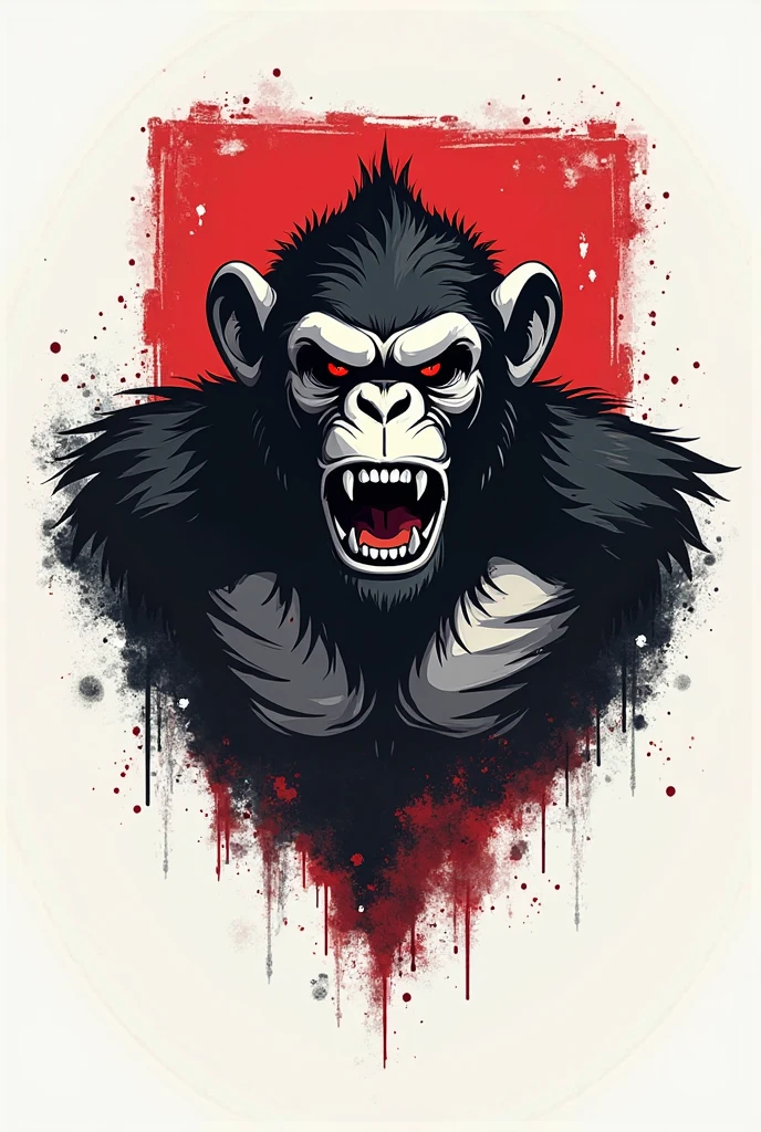 Angry gorilla face smoking cigar and smoke coming out , vector illustration cartoon face red eyes 