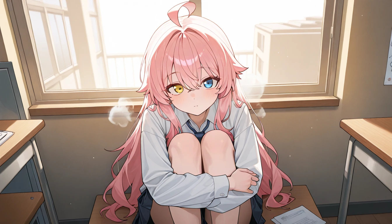 1girl, shuna\(tensei shitara slime datta ken\), tensei shitara slime datta ken,Two horns growing out of the forehead,shirt,shorts,room,masterpiece, best quality, absurdres,