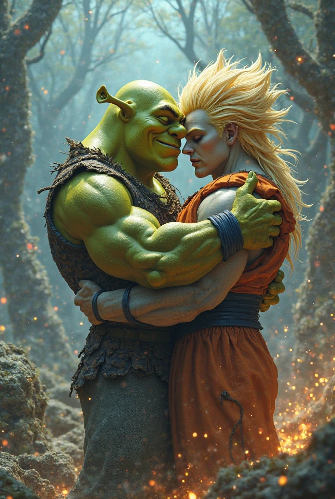son goku, 1boy, angry, battle damage, blonde hair, blue sash, clenched teeth, furious, green eyes, male focus, muscular, muscular male, pectorals, sash, solo, spiked hair, super saiyan, super saiyan 1, teeth, topless male, torn clothes, wristband, ((masterpiece)) two girls sitting on the ground talking to each other, promo still, charli bowater and artgeem, aurora aksnes and zendaya, promotional still, willow smith zendaya, profile picture, # film, beautiful girls, “zendaya, beautiful aesthetic, beautiful scene, nice afternoon lighting, at a park, beautiful female, high quality film still, cute girls, mixed art