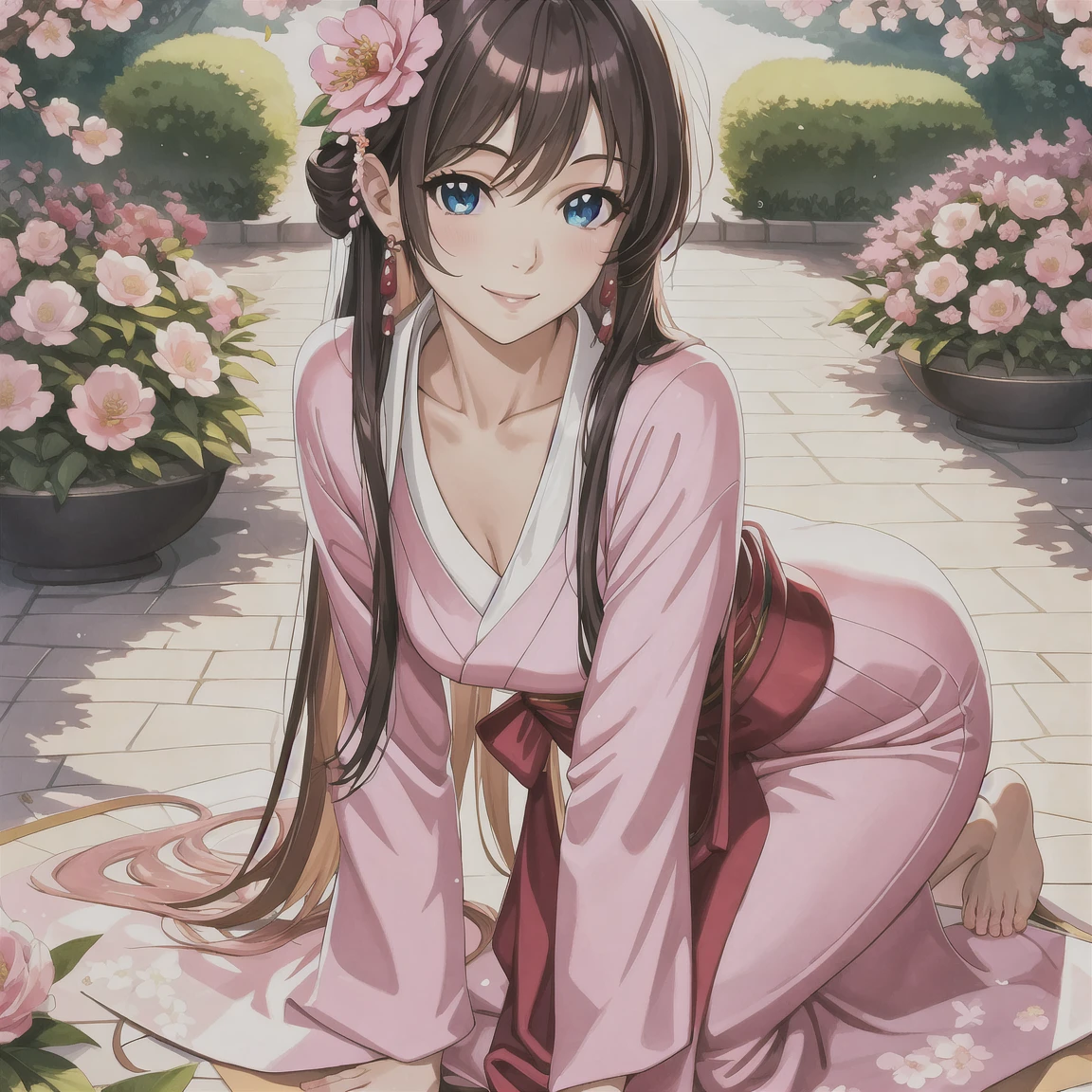 best quality,masterpiece,1girl,solo,(((NSFW))),(((9years old))),japanese girl,an extremely cute and beautiful girl,highly detailed beautiful face and eyes,petit,cute face,lovely face,baby face,shy smile,show teeth,black hair,medium long hair,Hairless pussy,flat chest,skinny,slender,(((wearing a wet transparent white loose mini yukata))),(((sitting in a flower garden))),she is looking at the viewer,her hands fingering herself,open her legs,pull off her clothes,(undress:1.1),(no panties:1.1),(Spread legs:1.1),(no bra:1.1), from the front