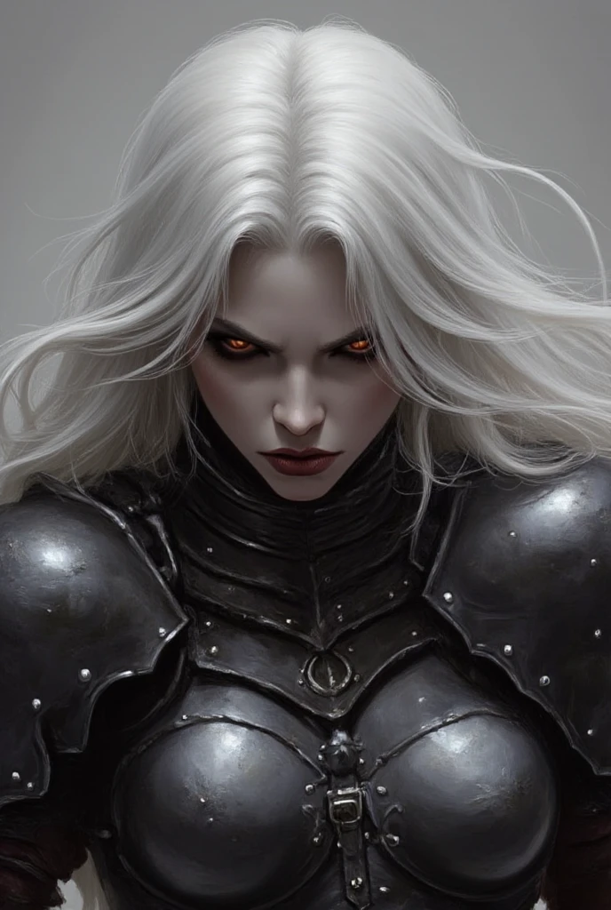 Necromancer. feminine. skull on the belt. Fantasy short White Hair 