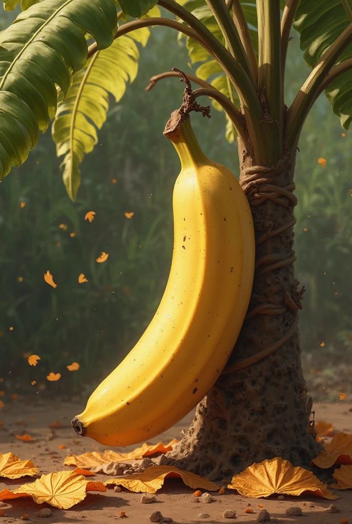 Boy slipping on banana