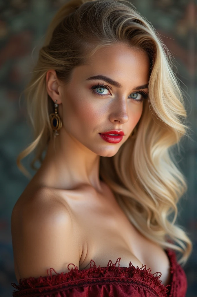 (lifelike, high quality: 1.3) , blond woman, ((gorgeous model with extra long wavy and voluminous bright ash blonde hair)), by Seb McKinnon, reddit, blonde goddess, beautiful blonde girl, gorgeous woman, dasha taran, beautiful blonde woman, sexy girl, anna nikonova aka newmilky, instagram model, a gorgeous blonde, stunning woman, irina nordsol kuzmina, gorgeous female, sexy look at the camera, best quality masterpiece, photorealistic, hyperrealistic, detailed, 8k, HDR, (Soft color: 1.2), shallow depth of field, broad light, high contrast, backlighting, bloom, light sparkles, chromatic aberration, sharp focus, RAW color photo, (full sensual lips, long curly lashes, perfect slim body, pretty piercing blue eyes), detailed alluring eyes, very long sexy legs, ((detailed facial features)), (finely detailed skin), pale skin, realistic skin texture, extreme skin details, (pores:0.1), eyes like Megan Fox, small lips like Emma Watson, nose like scarlett johannsson, cheeks like blair lively, ((wearing a red shoulder-off long evening gown with red high heels)), (((full body shot in front of a plain white wall))), skinny