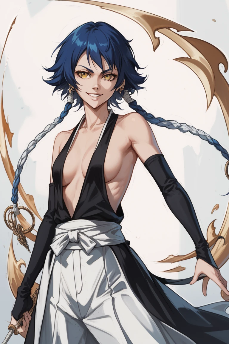 score_9, score_8_up, score_7_up, source_anime, solo, candid shot, 1girl, soifon, , double v, smile, blush, looking at viewer, standing, japanese clothes, sideboob, hip vent, detached sleeves, bare shoulders <lora:bleach_soifon_ponyXL-04:1> <lora:Digital Art Style SDXL_LoRA_Pony Diffusion V6 XL:1>