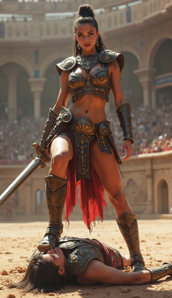 Samurai Swordsman woman In underwear Full body sexy underwear Full body sexy Silver underwear