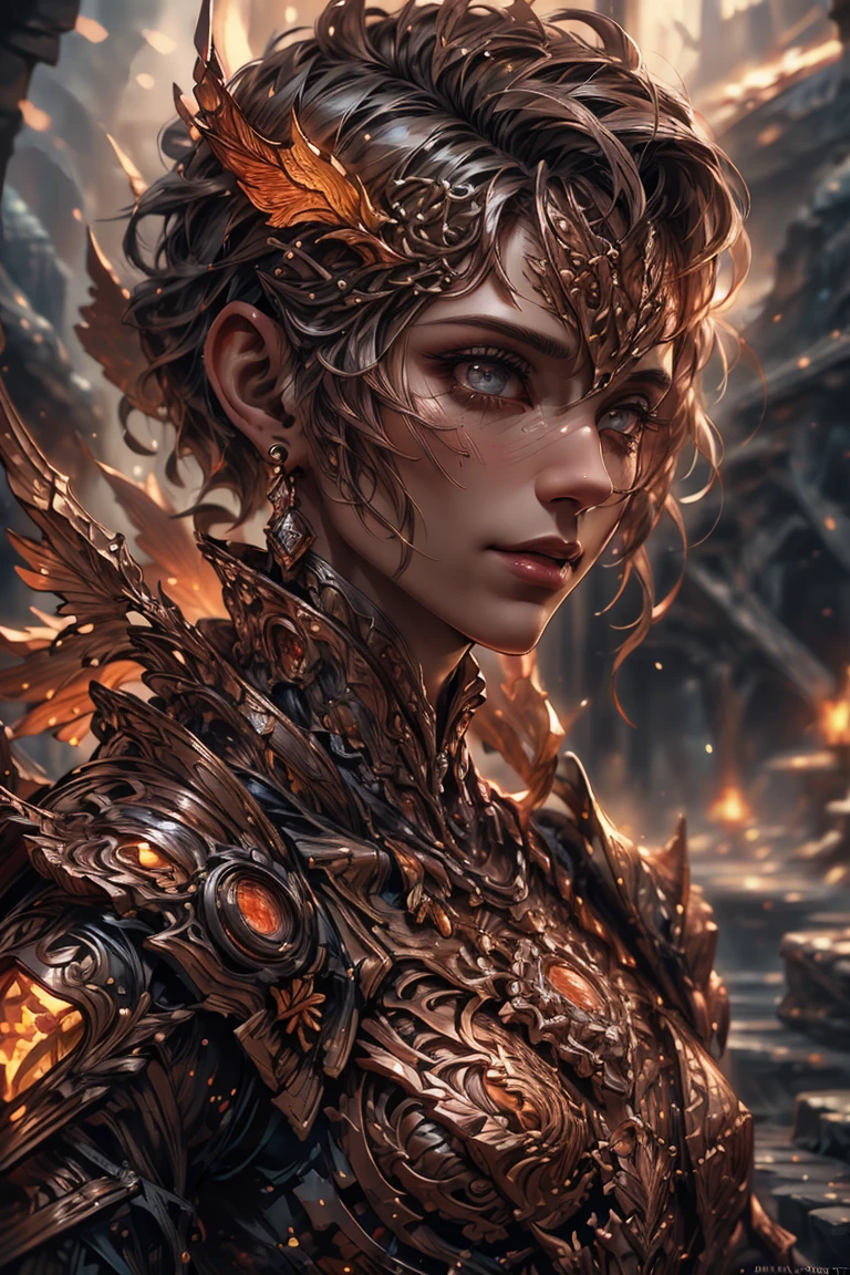 red goblin warlock, lava molten desolated rocky background