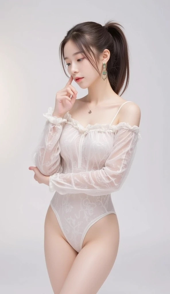 NSFW, Delicate white thong sheer thin lace miniature lingerie, ((Best quality, 8K, Masterpiece:1.3))), Clear focus: 1.2, (layer cut, :1.2), Beautiful and lovely woman,Perfect figure: 1.4, Slender abs:1.2, Wet body:1.5, Highly detailed face and skin texture, Detailed eyes, Double eyelids, Long hair, high beams, Carmelto, lay on back,bends his knees,legs are open,Open like the letter M, Emphasis on Carmelto, The bottom of the thong cuts deep into the Carmelto), (The bottom of the thong cuts deep into the cleft lip), (Ultra-high leg V-notched pliers,The area is small), (Very shallow lower crotch V-shaped notched underwear bottom,The area is small), (Ultra-widepass, Underwear tops), cleavage, middlebreast, (Topless), (pastie:1.5), PureErosFace_V1:0.5),
