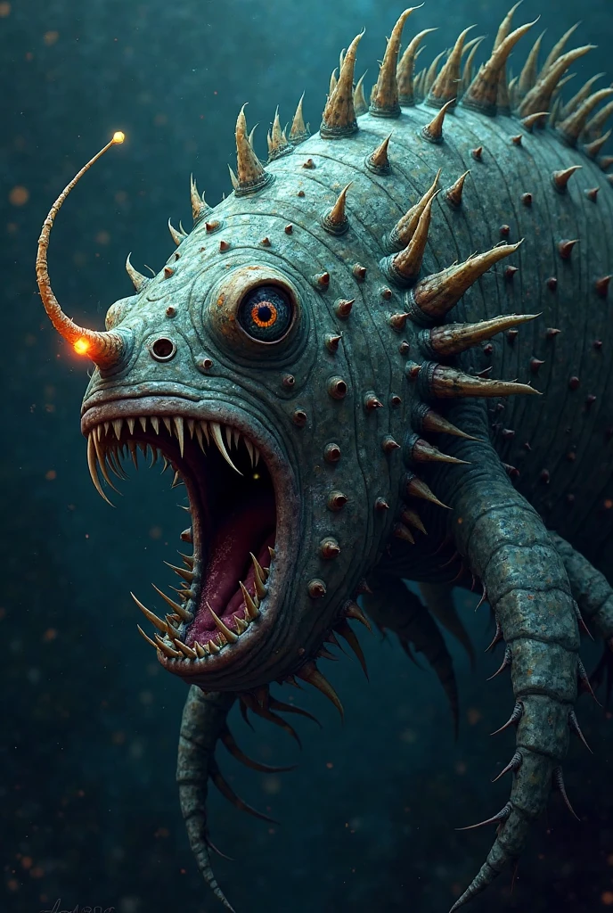 ((best quality)), ((masterpiece)), (detailed),terrifying deep sea carnivorous creature from planet Kepler-22b