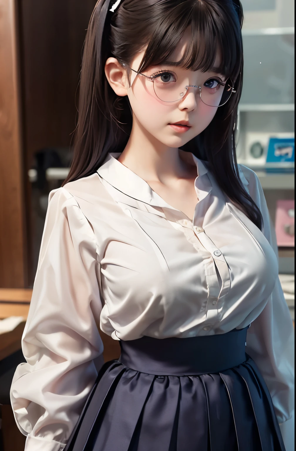 (masterpiece, best quality), 1girl,  <lora:Sayaka:0.8> SayakaSN, white shirt, brown skirt