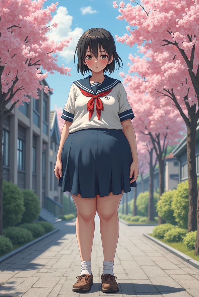 Big ass girl in Japanese sports schoolgirl clothes