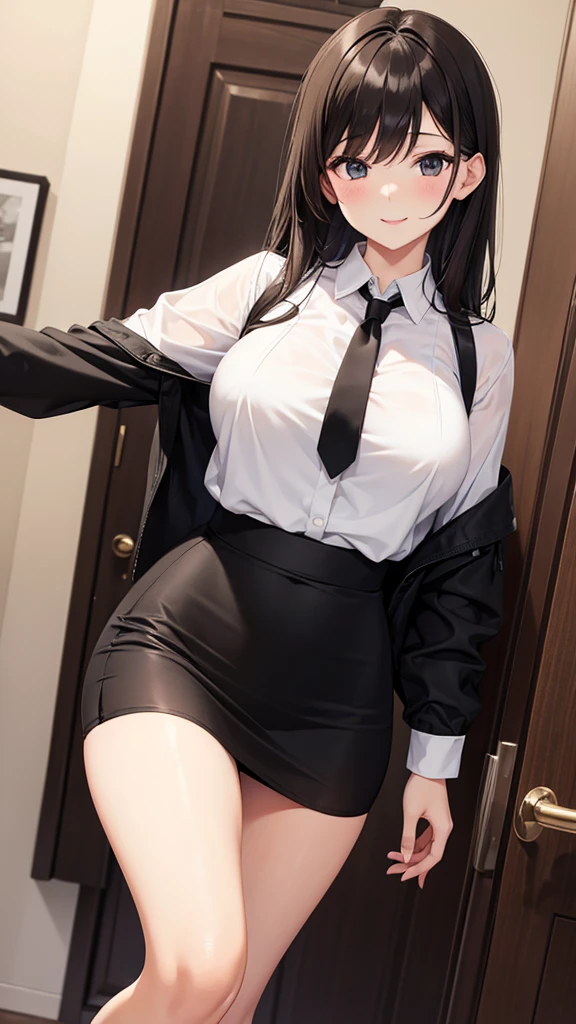 ((Masterpiece, top quality, high resolution, highly detailed CG unified 8K wallpaper)), (huge stunning goddess shot, very hot and sexy, jaw-dropping beauty, perfect proportions, beautiful body, slim body beauty:1.3), A female lawyer persuades a judge in court, wearing black suit and tight skirt, tights and silver rimmed glasses, view from below, 