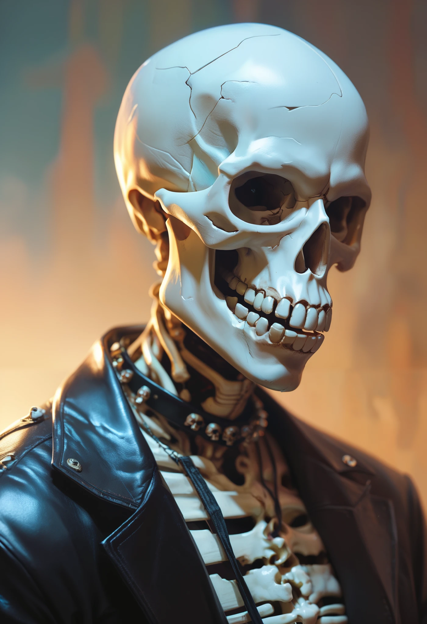 monochrome, grayscale, solo, 1boy, male focus, simple background, bald, black background, upper body, looking at viewer, (mask), facing viewer, jacket, (((skull))), suit, crumpled skin, skin fragmentation, fragmented skin, crumpled skin, cracked skin, skin torn into pieces, creamy, ceramic style, (((black sclera))