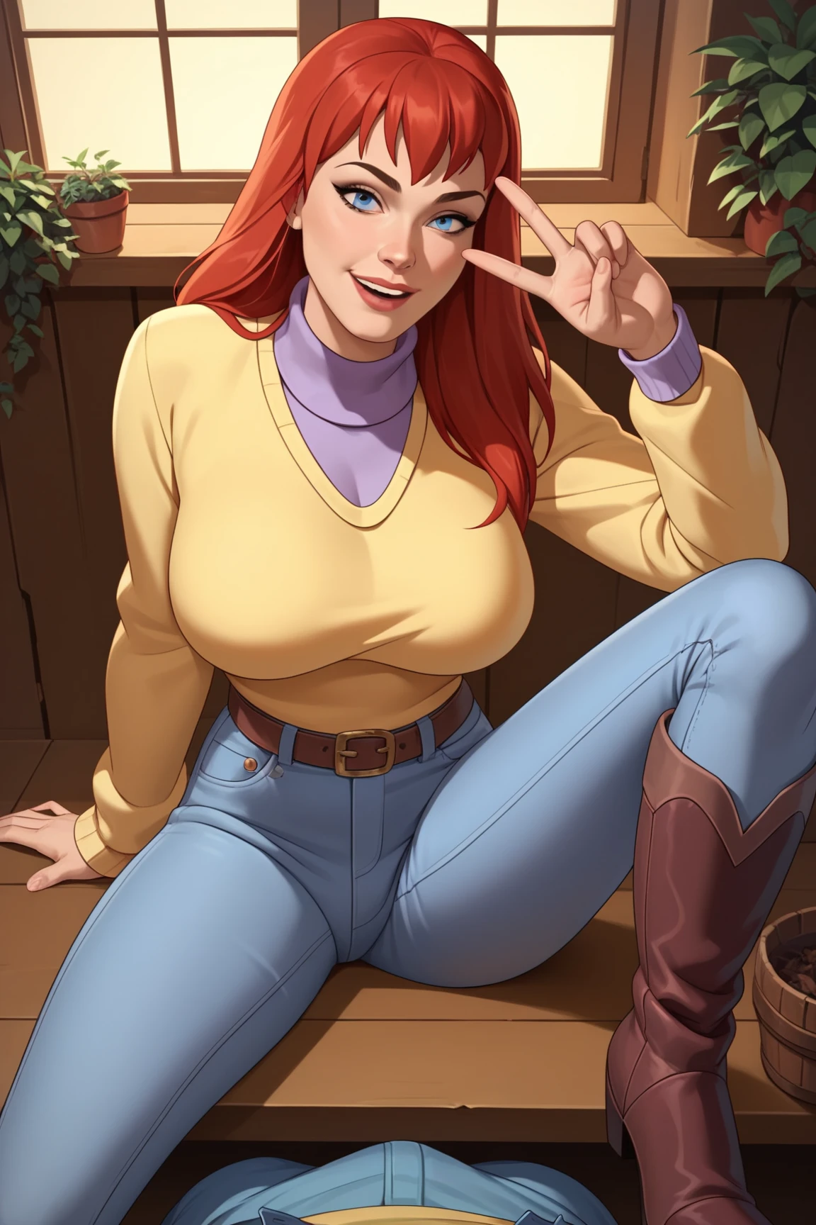 (best quality,4k,8k,highres,masterpiece:1.2),ultra-detailed,realistic,sexy high school girl with orange hair in a garden setting,beautiful detailed eyes, beautiful detailed lips,extremely detailed eyes and face,long eyelashes,flawless skin,pink panties peeking from under the skirt,gorgeous pink and black ,fitted skirt accentuating the curves,plaid pattern on the skirt,cropped white blouse,unbuttoned top buttons,large round breasts,confident and alluring pose,sunlight filtering through the trees,soft warm lighting,floral background, vibrant colors,portraits,high contrast,color grading with warm tones.