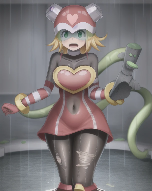 ((Full body, standing):1.5), Only Princess Zelda:wearing Samus Aran's black armor with gold parts, feathers she has extremely large breasts, very short pink hair, blue eyes, is doing erotic pose, is smiling and looking at the viewer, inside an alien dungeon, full of ((mutant slimes):1.2)., Super Metroid Style, anime, anime, Hyperrealism, Hyperrealism, 16k, ((high quality, high details):1.4), UHD, masterpiece