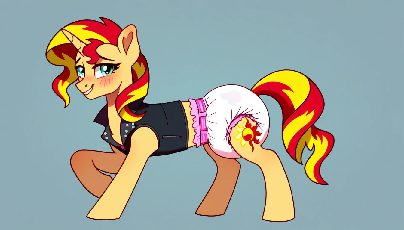 upskirt, duo focus, equestria girls, sunset shimmer, vagina in panties, smiling, butt, clothes, maid, panties, big butt, underwear, sunbutt, show accurate, vector, male pov, tenting, crotch bulge, erection in pants, offscreen male character