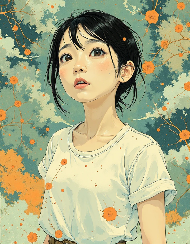 (Watercolor:1.2),1 girl, 10 years old
