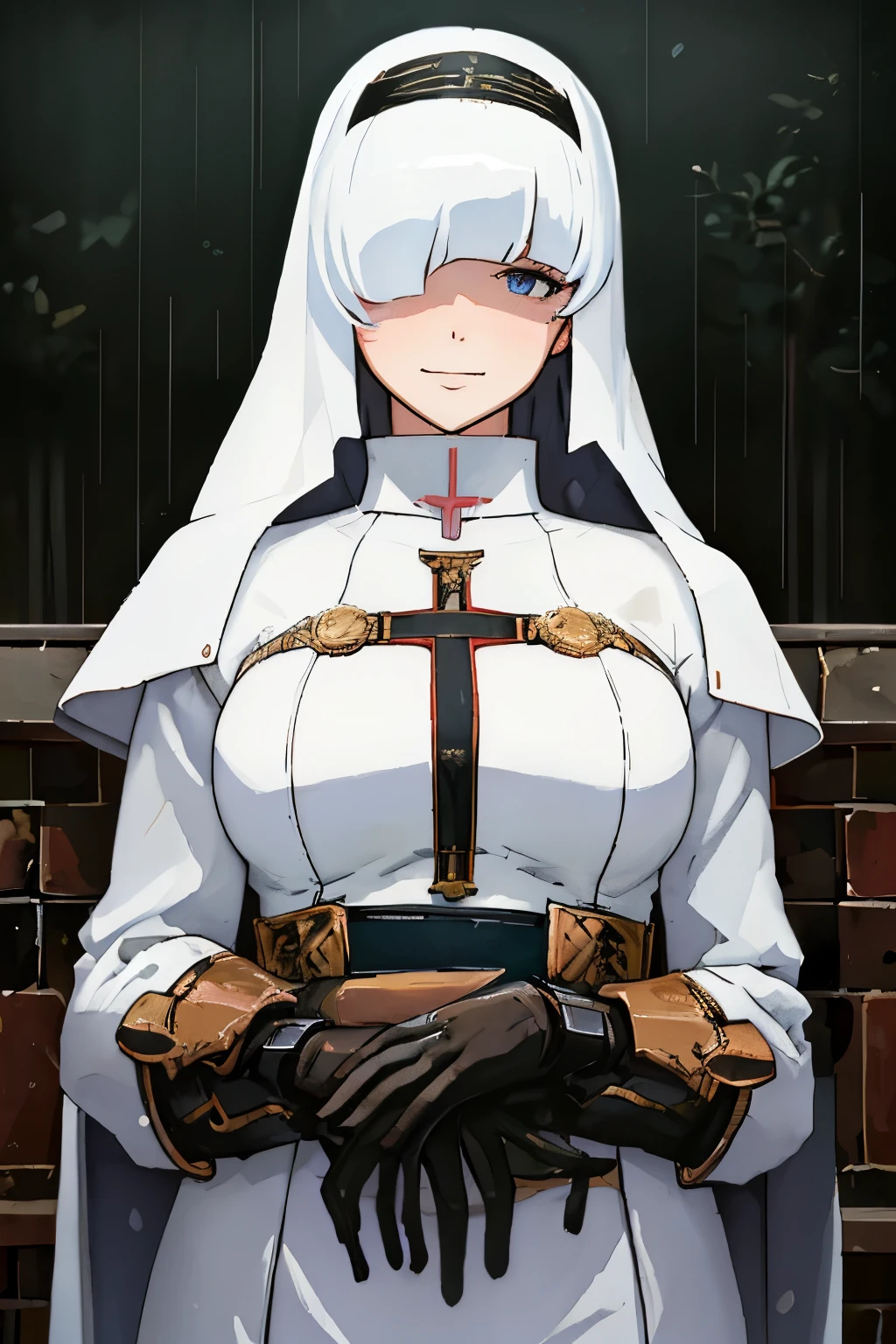 nun、knight、 straitjacket、cyberpunk、Mech Armor、Beautiful Girl、 popup、 erotic、 anime style、high quality