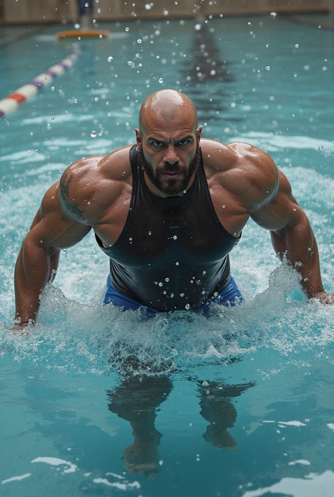 An image of an hot, buffed oily monster. Showing his arm-pits and flexing his muscles.