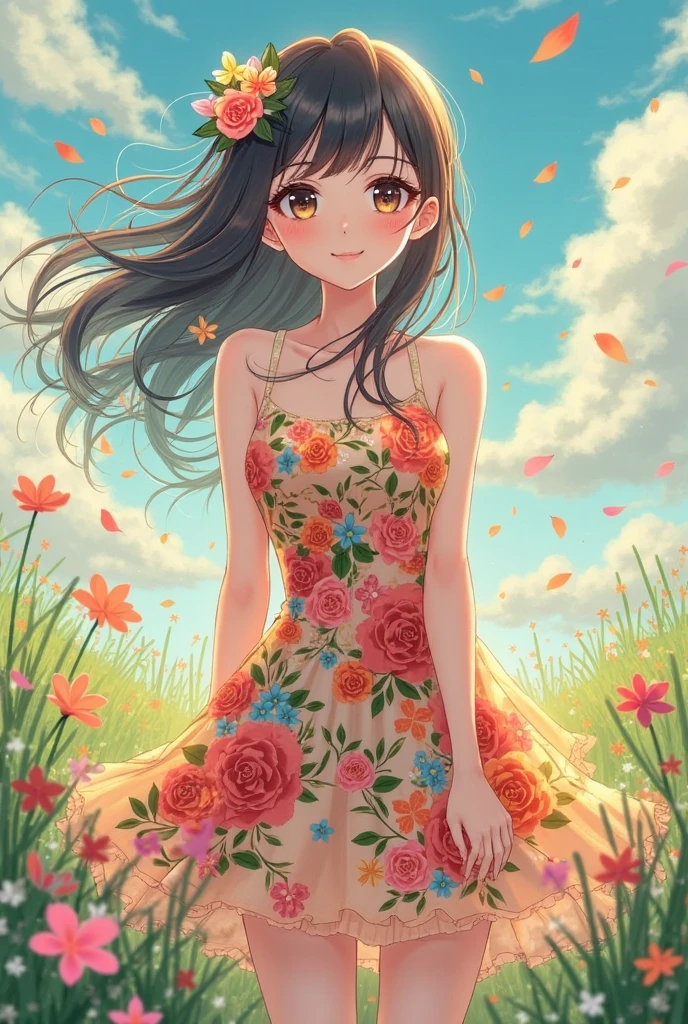 Create a girl of about wearing a short dress and knee-high socks