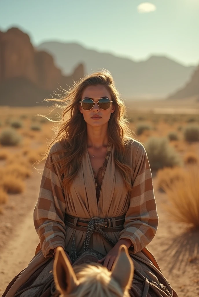 (RAW photo, realistic photo, high quality, masterpiece), girl is walking on the desert with black leather jacket only
