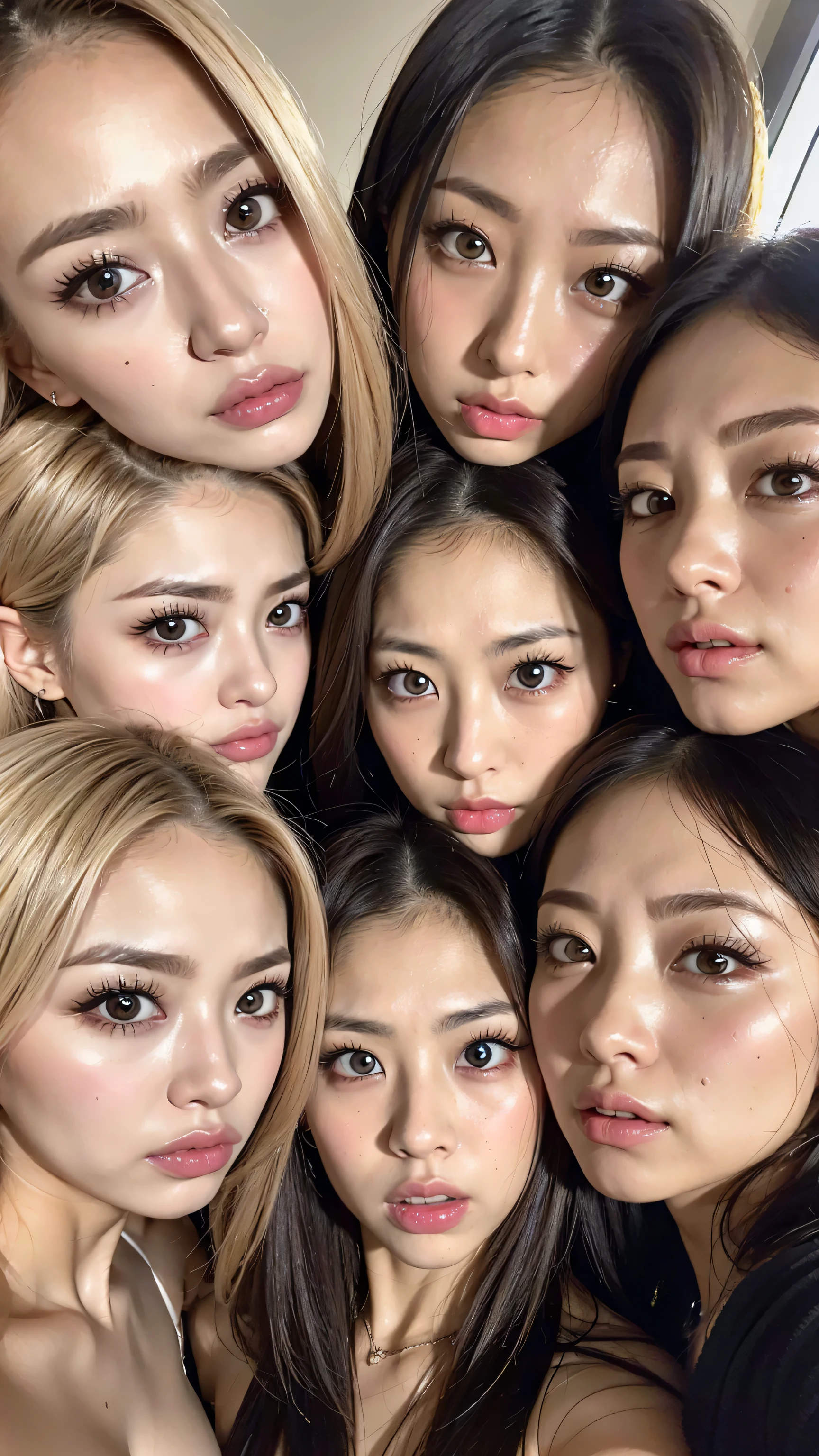  8k,high resolution、look down on me、Cold gaze、   angry eyebrows 、look at me with an angry expression、  ultra clear   、  eyes match 、is staring at me、 I'm watching a close-up。My Face  、   すべての  eyes match、   click here、I want to get close to beautiful women nearby 、   big nipples , huge nipples, angry eyebrows 、I'm looking at you with an angry expression。Very angry             、vision、              Beautiful platinum colored hair                             、                pose                                                  、                                            4 beautiful women are looking at our beautiful long legs from an angle                                   、   I'm watching in close-up、I want to make eye contact with everyone, My lips stick out                