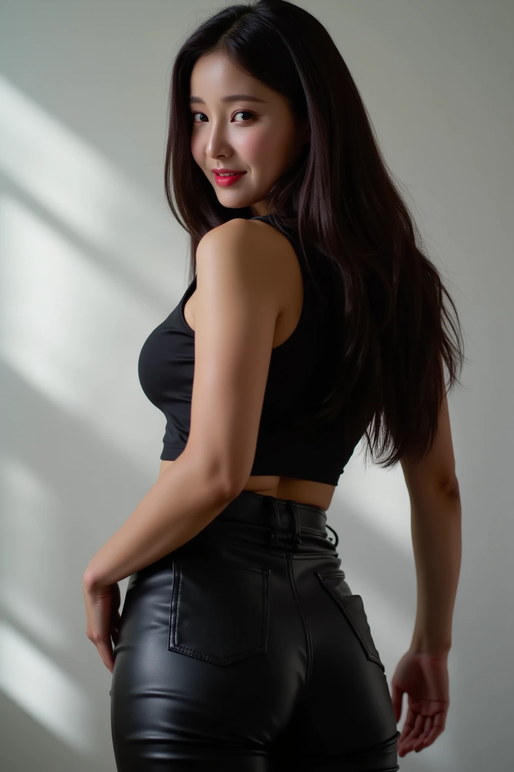 Full face portrait photo of a 25-year-old European girl, RAW, beautiful woman, semi-open strawberry lips, dimples, wistful look, (extra long wavy brown hair), ((detailed face)), ((detailed facial features)), (finely detailed skin), pale skin, (deep neckline detailed high-tech cyberpunk dress), cyberpunk megacity environment, (cool colors), damp, damp, reflections, (masterpiece) (perfect proportion)(realistic photo)(best quality) (detailed) shot on a Canon EOS R5, 50mm lens, F/2.8, HDR, (8k) (wallpaper) (cinematic lighting) (dramatic lighting) (sharp focus) (intricate), RAW photo, RAW photo, gigachad photo, posing for camera, black jeans, back arms, 8k uhd, dslr, high quality, grain film, Fujifilm XT3