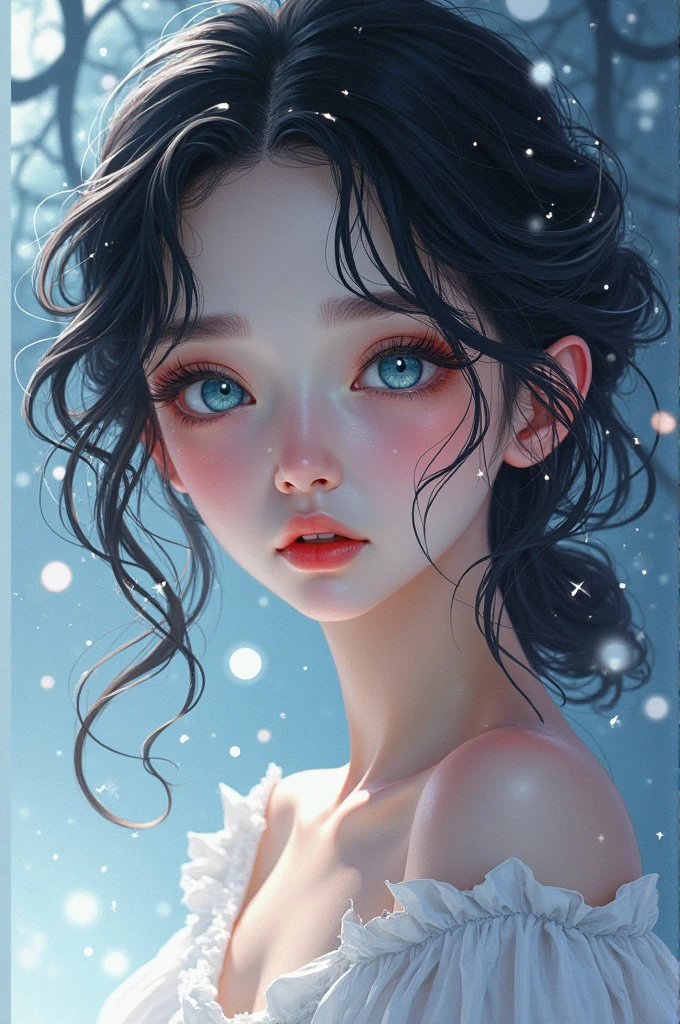 In a mystical forest outdoor shower, Tinkerbell and Snow white are showering. Both are fully wet, soapy and fully naked. Large nipple areolas, long erect nipples, discrete pubic hair. Snow White is avidly licking on Tinkerbell's vulva. Tinkerbell has her eyes closed, on the verge of orgasm.