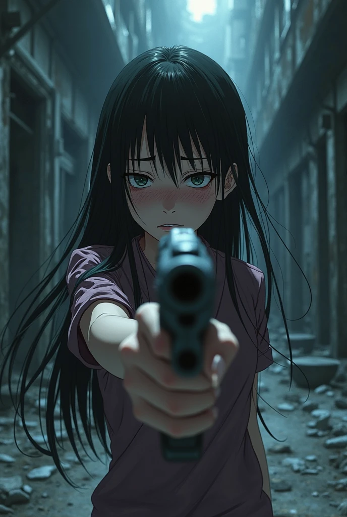 Anime beautiful girl, zombie, screaming, bloodshed, bleeding, bloodstain, blood mist, infection, madness, assault, surprise attack, seclusion, optics, tattered