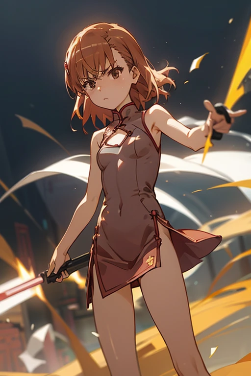 (masutepiece, Best Quality:1.2), Cowboy Shot, Solo, 1girl in, Hiryū, Smile, Looking at Viewer, Yellow leotard、One side up, , partially fingerless gloves