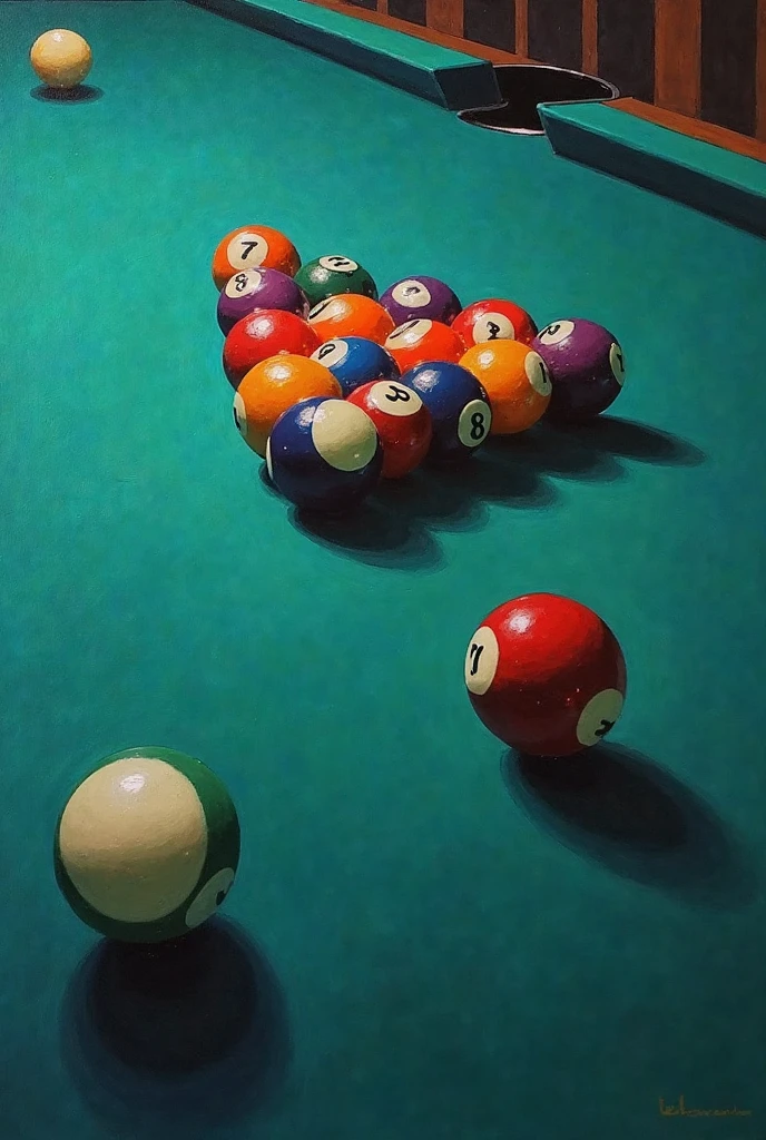 score_9, score_8, score_7_up, A sexy female cyborg playing billiards, bending over seductively to sink the ball, as horny butches watch hungrily, dimly lit by diffused cigar smoke, the air thick with alcohol and masculinity, the men undressing her with their eyes, desperately wanting to take her right there on the table in a perverse way