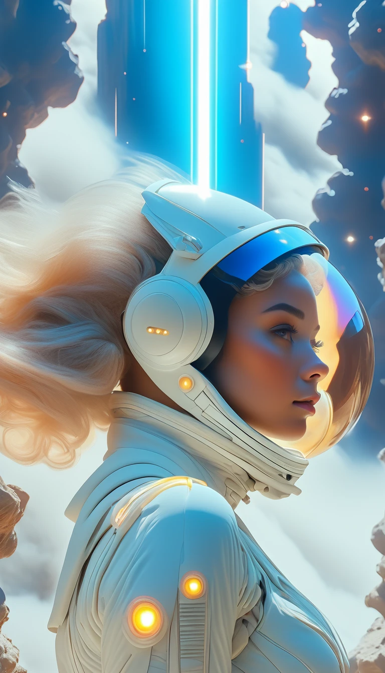 moon queen singing to a crescent moon, sitting on a crescent moon, 8k resolution Astronaut, ALIEN PLANET, ultra beautiful blonde short haired tall Nordic Woman, round escape pod like Portal to another WORLD, Science Fiction