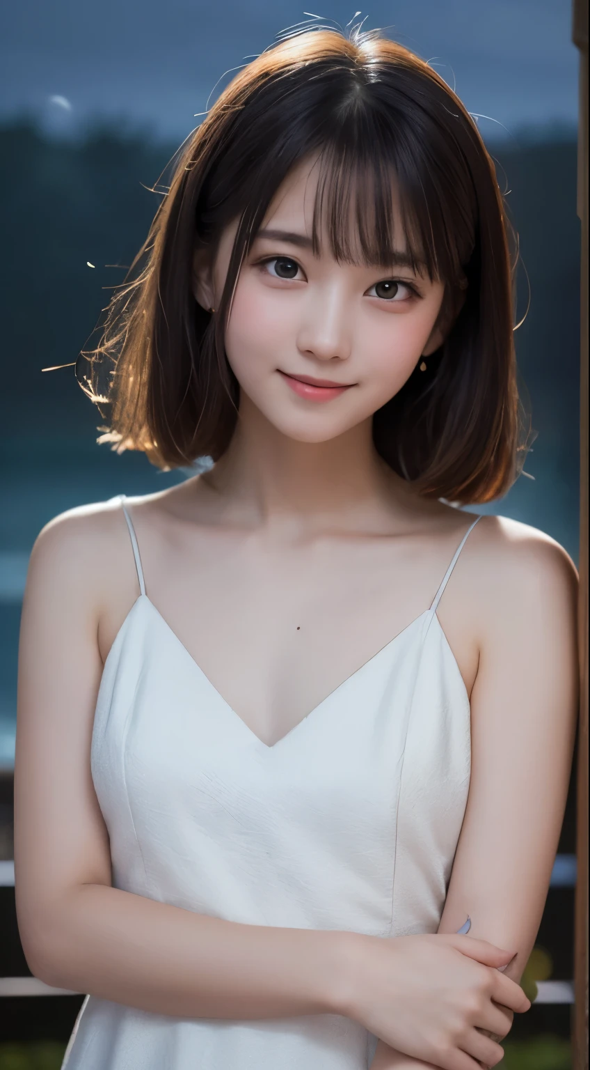 Arafed asian woman in white dress posing for a picture - SeaArt AI