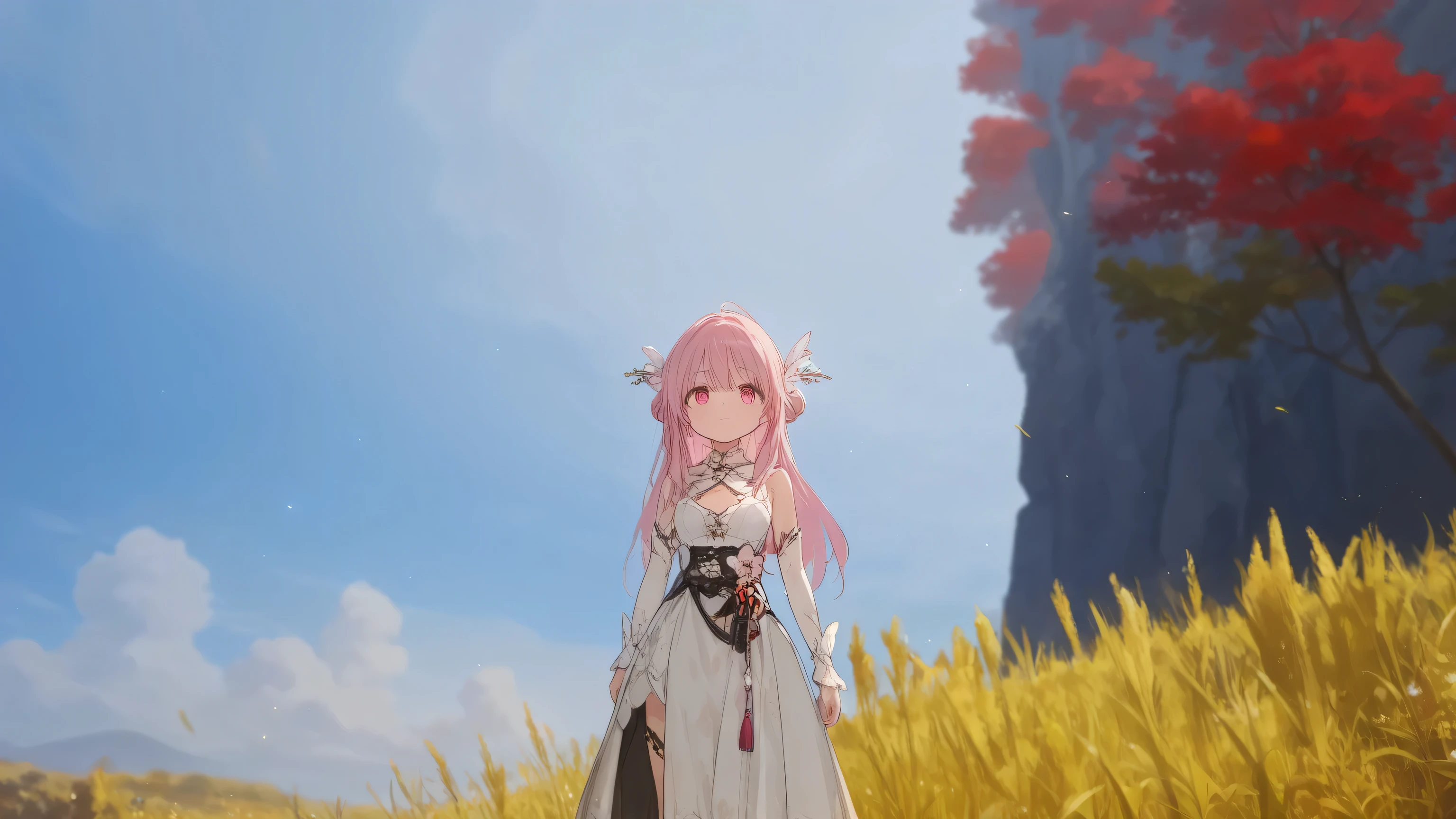high quality, very detailed, 4k, pink hair, pink eyes