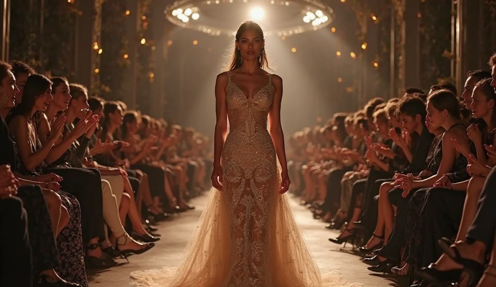 Hyperrealistic HD image of Princess Diana on a catwalk