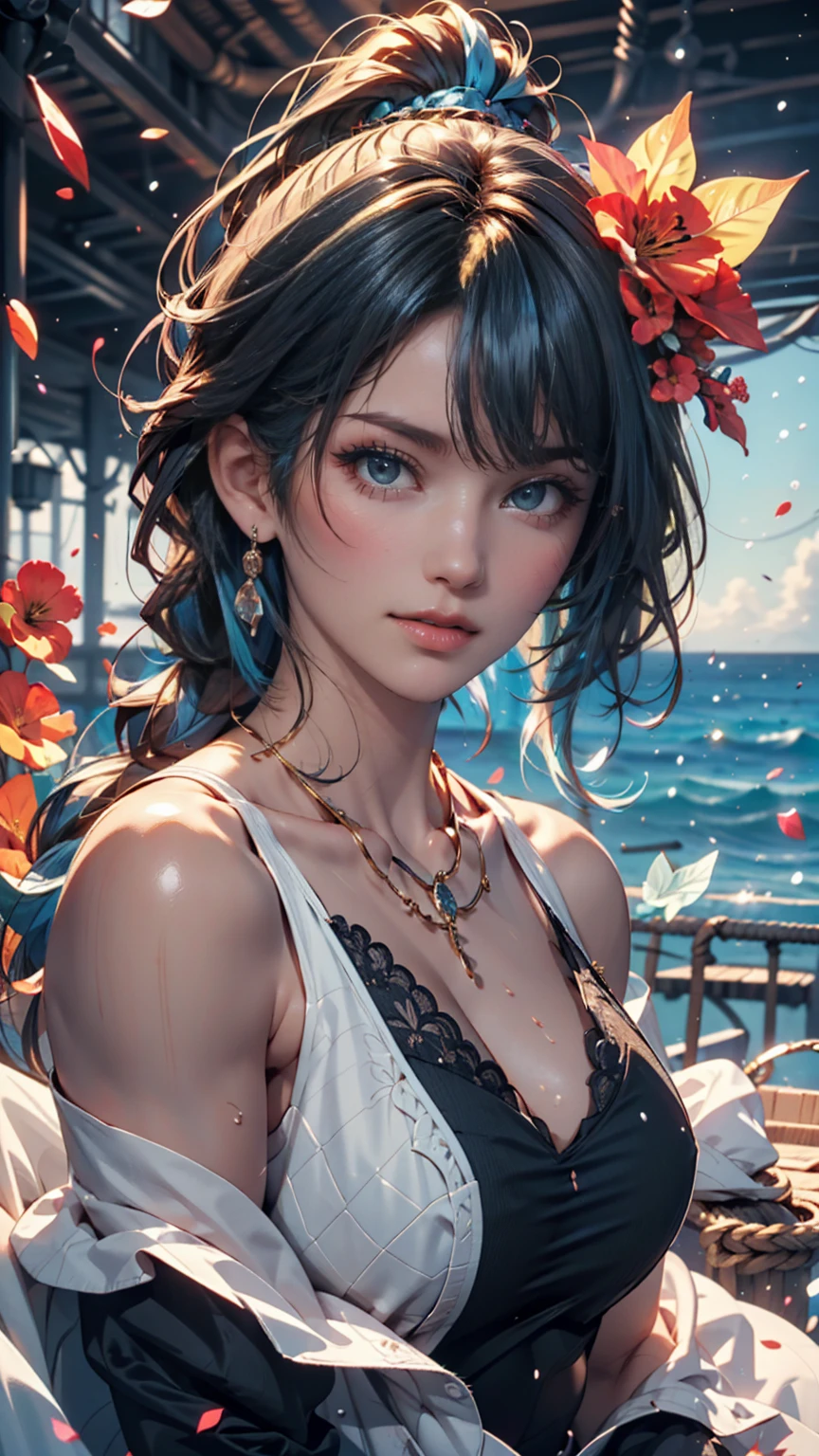 masterpiece, Highest quality, Highest quality, watercolor (Moderate), Official Art, beautifully、aesthetic: 1.2), (1 girl: 1.3), (Fractal Art: 1.3), morning, Good morning, smile, sunny day, Hilarious, Viewer, pattern, Wave, (Rainbow Hair, colorful Hair: 1.2), null, gas, cloud, colorful, Soap bubble