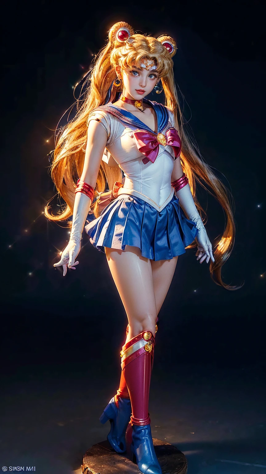 fast-paced action shot of Sailor Moon fighting, in the style of mark brooks, Zhang Ziyi, Zack Snyder, photorealistic scenes, detailed comic book art, light golden and light bronze, epic, rtx on, daz3d, animated illustrations, digital art techniques, intense full body