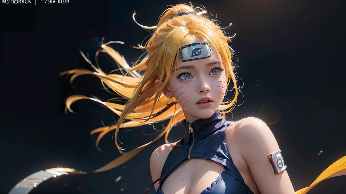 generate Naruto from naruto anime, best quality, masterpiece,so manygirl, smile, raytracing, ultra detailed, 8k wallpaper, wide hips, tsundere face, large breast, ninja headband. (long hair:1.1),yellow hair, ((blue eyes)), looking at viewer, collarbone, orange bikini, cleavage, female, at ramen shop, eating ramen. surrounded by narutoes, cat whiskers cheek, masterpiece, best quality:1.2),(8k,highres,RAW photo,realistic,photo-realistic:1.3),(detailed skin texture,detailed cloth texture,beautiful detailed face:1.25),professional lighting,photon mapping,beautiful soft light,radiosity,physically-based rendering,model shoot style, model shoot style, (extremely detailed CG unity 8k wallpaper), full shot body photo of the most beautiful artwork in the world, complex 3d render ultra detailed, looking at viewer, 18 yo, wet hair, real human skin, vibrant details, hyperrealistic, beautiful, octane render, 8k, best quality, masterpiece, an extremely delicate and beautiful, extremely detailed ,CG ,unity ,wallpaper, (realistic, photo-realistic:1.37),Amazing, finely detail, masterpiece,best quality,official art, extremely detailed CG unity 8k wallpaper ,extreme detailed eyes, (perfect face), shiny skin, colorful, highest detailed, vibrant colors, ultra high res, (high contrast), intricate, lens flare,