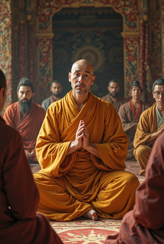 David Beckham was ordained as a monk giving alms in the morning.