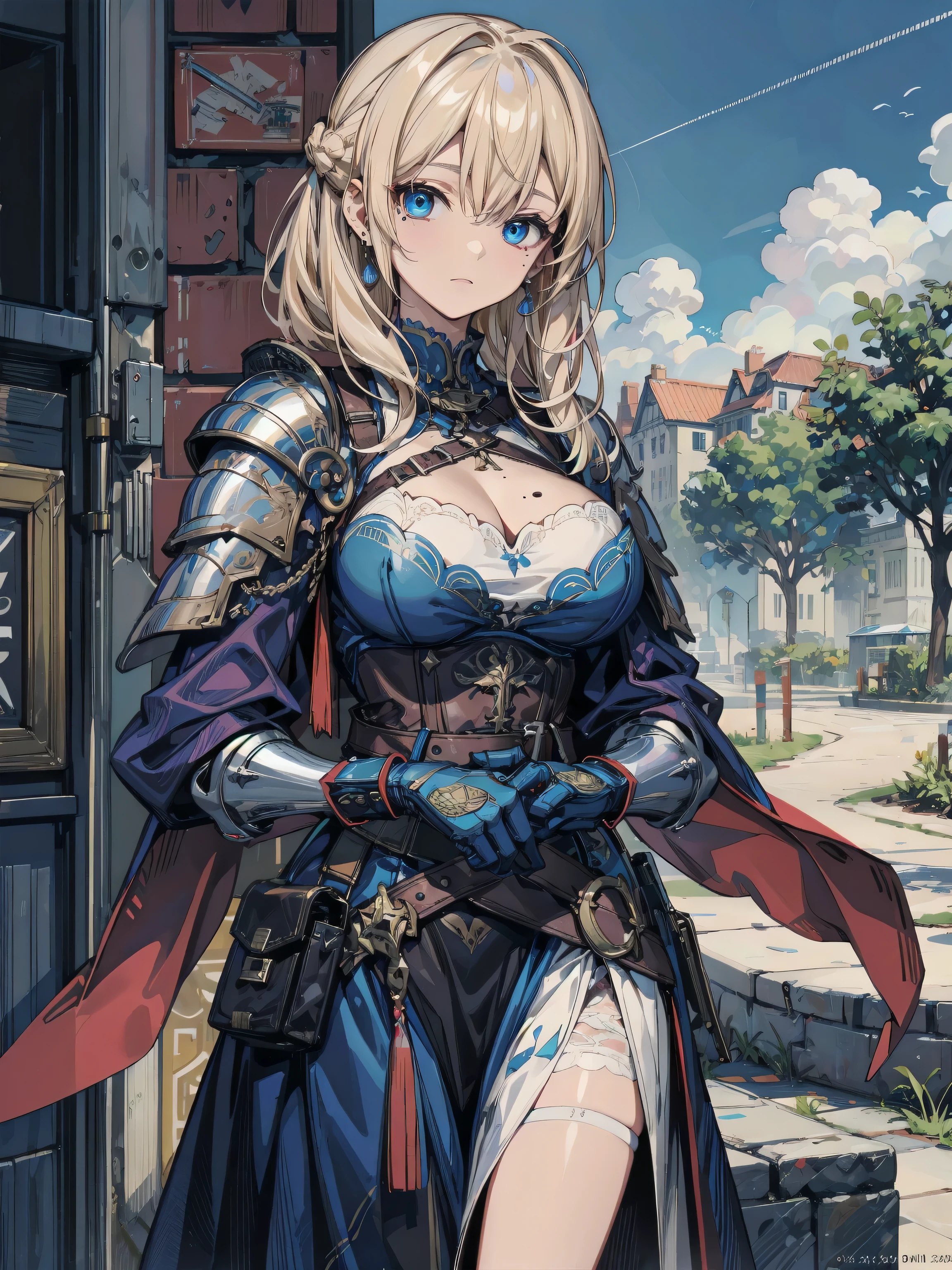 a beauty girl，cabellos largos dorados，blonde with blue eyes，(ssmile)，European medieval castles，palaces，Wear gorgeous armor，(black armor)，Armor，((Condom in hand))，Shoulder pads，Armour，chest plate，Leg nails，(Royal Knights)，(huge tit)，(black lence stockings)，((Pubic bone))，(Defeat)，((Broken armor))，((Damaged clothes))，cleavage，((Petite body))，(Type of elementary school)，twogirls，Raped by a woman, helm