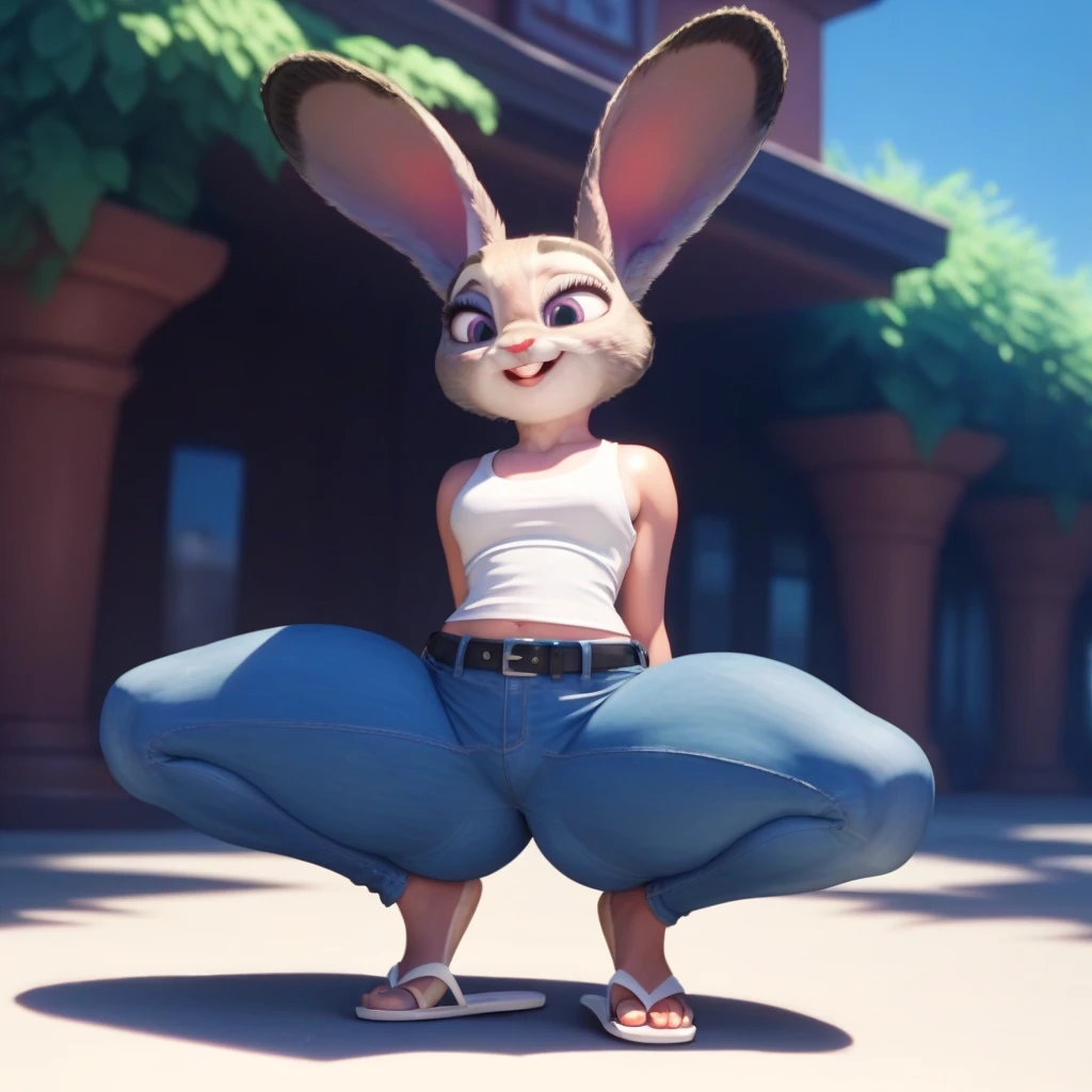 score_9, score_8_up, score_7_up, score_6_up, source_furry, judyhopps ahegao, dark, night, leg up, nsfw, backlighting, solo, pink shirt, jeans, arms at sides, front view, portrait 