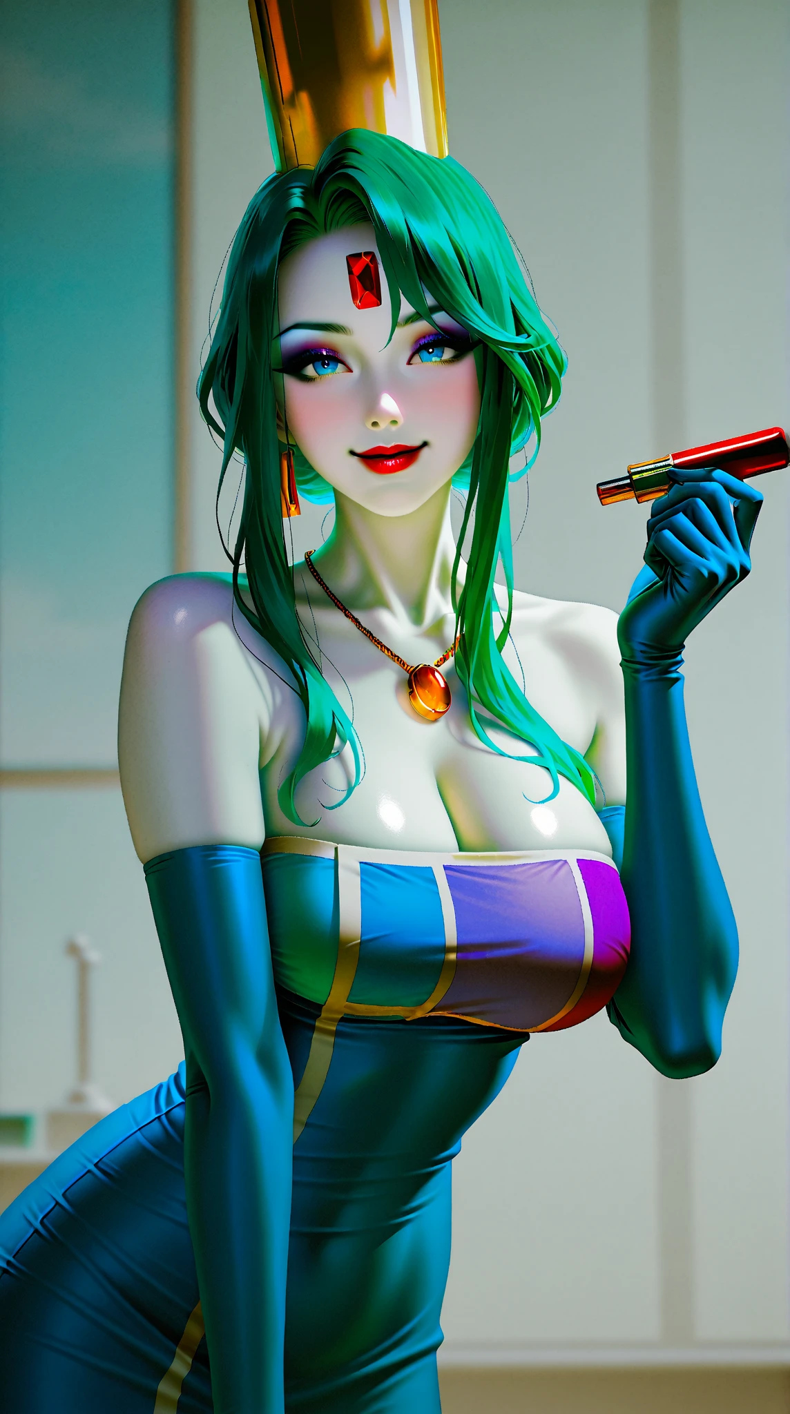 a cartoon picture of a woman in a bikini top and jeans, nami one piece, nami from one piece, nami, beautiful portrait of nami, from one piece, oppai, blue eyes, smoking, ponytail