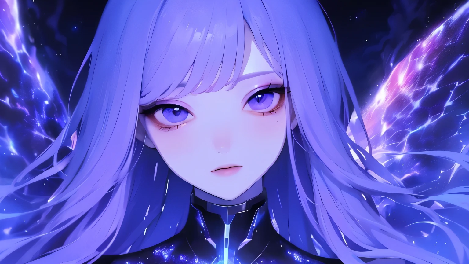 (Masterpiece),(Highest quality:1.2),(8k anime),(Blue and Purple Theme, nebula, Milky Way:1.3),stylish anime,1 girl, beautiful detailed blue eyes ,(Kaleidoscope pattern), fantasy,( magical colors and atmosphere ),detailed skin,The mysteriously shining Milky Way, Unfairly Beautiful,cinematic lighting,Glancing sideways,high contrast