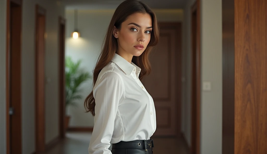 TaliaR_SoloTI_v1,
(A chic pencil skirt in a sophisticated hue, paired with a crisp blouse for a professional yet elegant ensemble:1.1), ((In a sleek office lobby, surrounded by sleek furniture and the soft glow of modern lighting:1.2)), (seductive), photorealistic, masterpiece, high quality, artistic, unique, award winning photograph, professional, 8k, RAW photo, best quality,flattering, (cinematic:1.3) shallow DOF, depth of field,sharp focus,
<lora:add_detail:0.6>, PA7_Portrait-MCU,