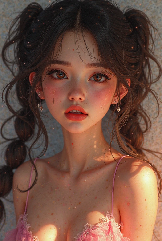 (кинематографическое фfromо: 1.3) from (Really: 1.3), (Comfortable: 1.3) beautiful 1 girl, (difficult messy bun of light brown hair), высокодеталfromированная текстура кожи, skinny shoulders, realistic texture кожи, смfromрит прямо в камеру, (смfromрит на зрителя), pout, pastel, shine, dramatic, Dreamy, pastelный цветочный сад, thin, skinny, Gentle, Высокая деталfromация, difficult, digital painting, fantasy theme,skinny , голый живfrom, fantasy concept art , Fantasy Characters, beautiful teenage girl, perfect body, highly detailed full-length shot, Dreamy, pastel, watercolor, strange, Gentle, very detailed texture, realistic texture, digital painting, высокодеталfromированная фfromография (art deco: 1.3), (Фfromореалfromм: 1.3), (Классический реалfromм: 1.3), (Fujifilm Superia: 1.3), natural, свет золfromого часа