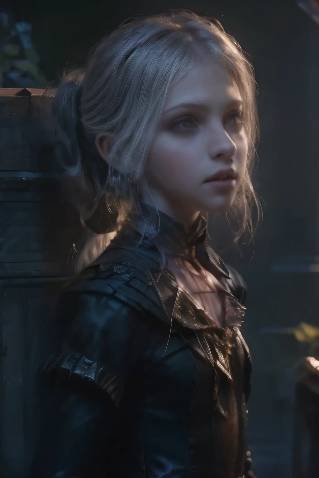 ((best quality)), ((masterpiece)), (detailed), score_9, score_8_up, score_7_up, score_6_up, (1girls), a female occultic knight, witch, knight, wielding a rapier-like sword, perfect face (((mastepiece, of the highest quality, super detailed))), photorealistic, Dark fantasy art, dark fantasy, ((gothic art)), ((Bloodborne inspired)), (Victorian era inspired), (Brotherhood Of The Wolf inspired), (typical witches hat sharing design features of a hunter's cap), (leather trousers with buckles and belts), (occultic vibe), (cosmic horror vibe), (occultic military uniform), (military witch), ((intricate and beautiful cloth and leather clothing)), (regal and elegant, a person of great social importance), ((mature, foreboding atmosphere)), ((dark and gloomy)), ((((Highly detailed face)))), small thin nose, Small thin lips mouth, (((Very sharp focused eyes))), ((perfect symmetrical beautiful eyes)). looking here, (resolved expression), (resolute expression), (sad face), beautiful (((very small breasts))), (((little boobs))), (((tiny breasts))), (((flat chest:0.1))), (((very tiny boobs))), (((very flat chested))), ((blonde)) hair, ((long ponytail, thick ponytail, heavy ponytail)), very long eyelashes, soft lighting